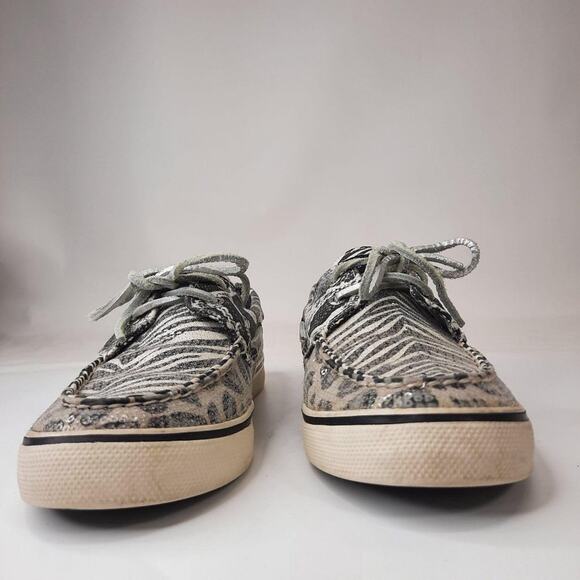 Sperry Dock-Siders Shoes Womens‎ 9.5 Zebra Stripe Leopard Print Black & White - Picture 6 of 11